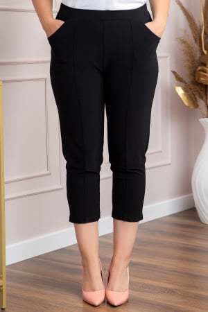 Pantaloni capri negri elastici cu buzunare functionale [1]