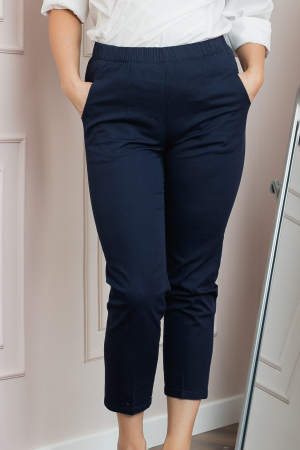 Pantaloni casual bleumarin cu talie elastica si buzunare functionale [1]