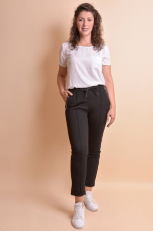 Pantaloni casual negri cu siret si buzunare functionale [0]