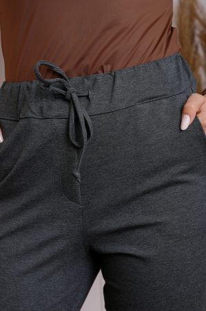Pantaloni confort casual gri cu snur in talie [1]