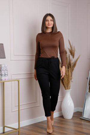 Pantaloni - Pantaloni confort casual negri cu snur in talie