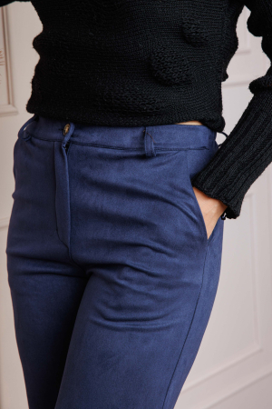 Pantaloni dama bleumarin din piele intoarsa ecologica Marion [1]