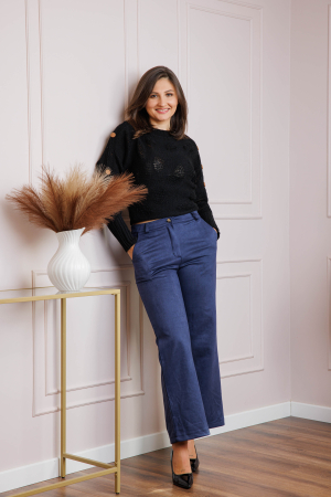 Pantaloni dama bleumarin din piele intoarsa ecologica Marion [2]