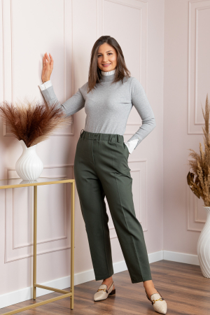 Pantaloni dama kaki cu talie elastica Marceline [3]