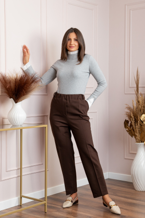 Pantaloni dama maro cu talie elastica Marceline [3]