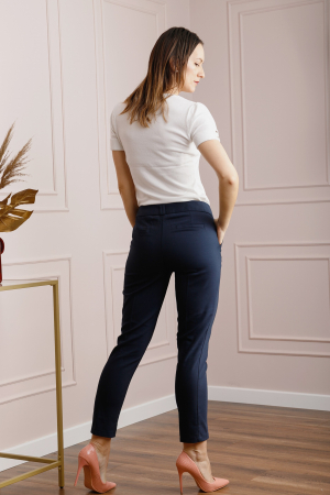 Pantaloni eleganti bleumarin cu buzunare functionale [3]