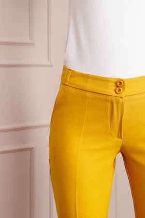 Pantaloni eleganti galben mustar cu buzunare functionale [29]