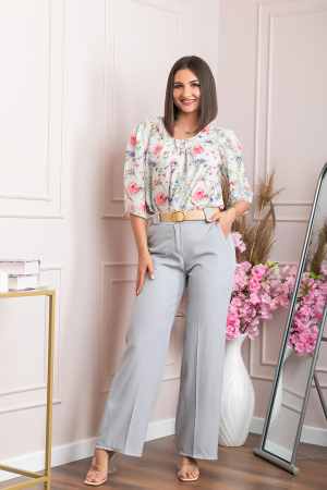 Pantaloni evazati Rafaella cu buzunare functionale - Gri [4]