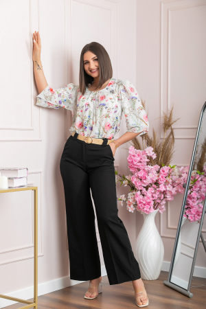 Pantaloni evazati Rafaella cu buzunare functionale - Negru [2]
