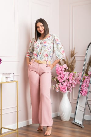 Pantaloni evazati Rafaella cu buzunare functionale - Roz [3]