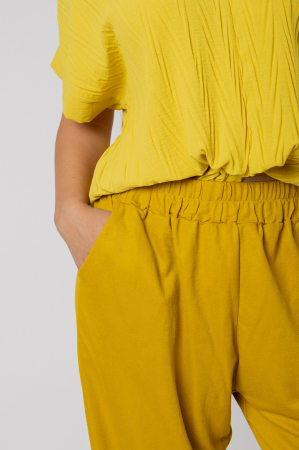 Pantaloni galben mustar casual cu buzunare [3]