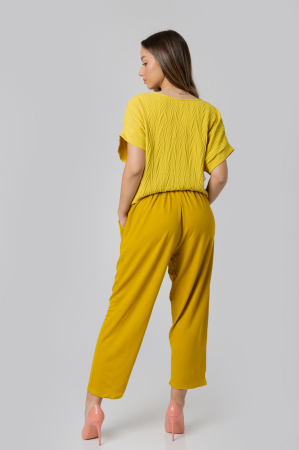 Pantaloni galben mustar casual cu buzunare [2]