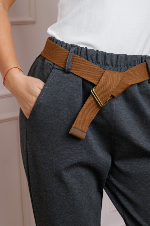 Pantaloni gri antracit lejeri cu talie elastica si curea ajustabila [1]