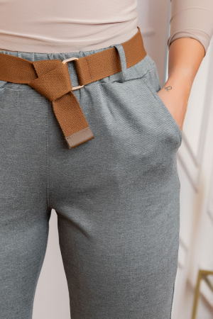 Pantaloni gri lejeri cu talie elastica si curea ajustabila [1]