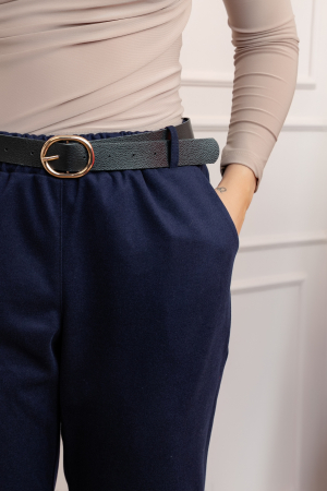 Pantaloni grosi Nancy cu curea reglabila si buzunare functionale - Bleumarin [1]