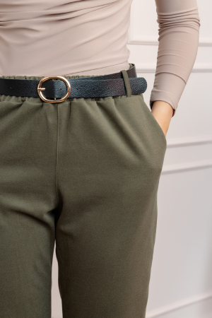 Pantaloni grosi Nancy cu curea reglabila si buzunare functionale - Kaki [1]