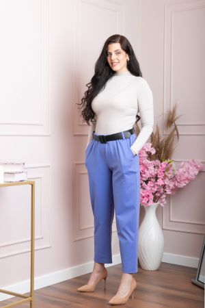 Pantaloni Jessie albastri cu croi lejer si talie elastica [2]