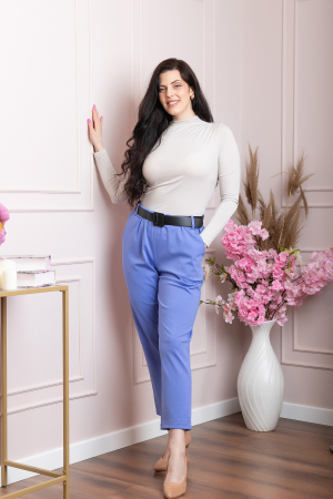 Pantaloni Jessie albastri cu croi lejer si talie elastica [3]