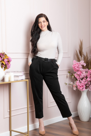 Pantaloni Jessie negri cu croi lejer si talie elastica [3]