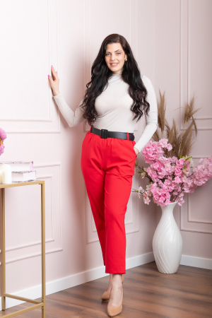 Pantaloni Jessie rosii cu croi lejer si talie elastica [3]