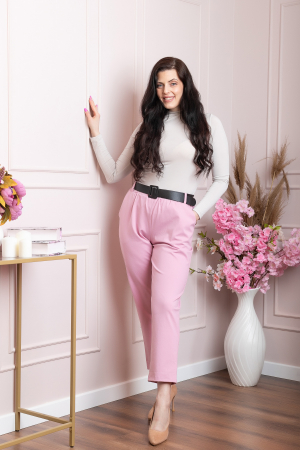 Pantaloni Jessie roz cu croi lejer si talie elastica [3]