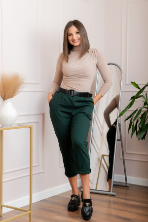 Pantaloni Jessie verzi cu croi lejer si talie elastica [3]