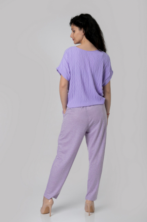 Pantaloni lila casual cu buzunare [2]