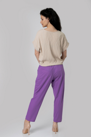 Pantaloni mov casual cu buzunare [2]