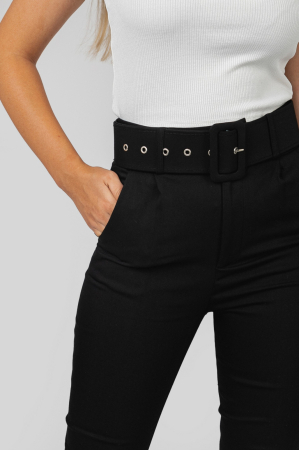 Pantaloni negri cu talie inalta si centura lata [1]
