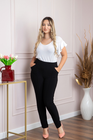 Pantaloni negri elastici cu buzunare functionale [3]