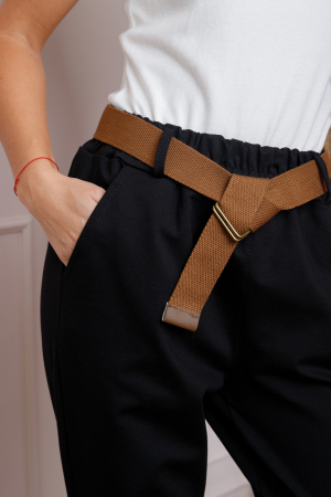 Pantaloni negri lejeri cu talie elastica si curea ajustabila [1]