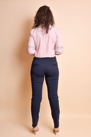 Pantaloni office bleumarin cu fermoare aplicate [9]
