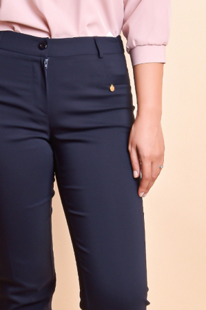 Pantaloni office bleumarin cu fermoare aplicate [4]