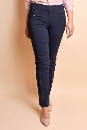 Pantaloni office bleumarin cu fermoare aplicate [1]