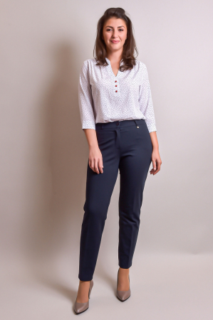 Pantaloni office bleumarin cu talie inalta [6]