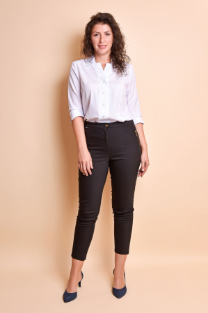 Pantaloni - Pantaloni office negri cu fermoare decorative