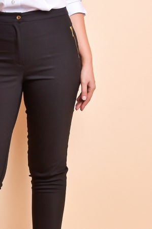 Pantaloni office negri cu fermoare decorative [2]