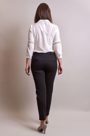 Pantaloni office negri cu talie inalta [5]