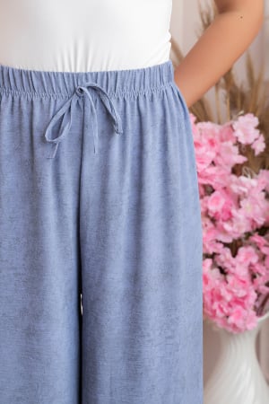Pantaloni palazzo Carla cu imprimeu abstract - Bleu [1]