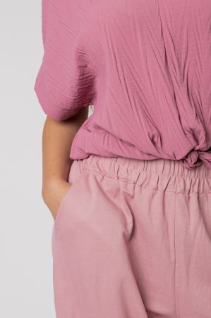 Pantaloni roz somon casual cu buzunare [3]