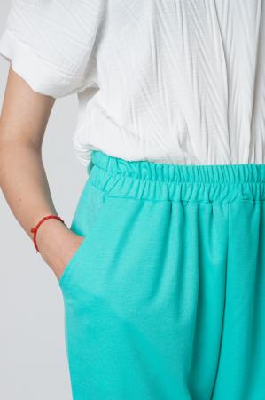 Pantaloni turcoaz casual cu buzunare [3]
