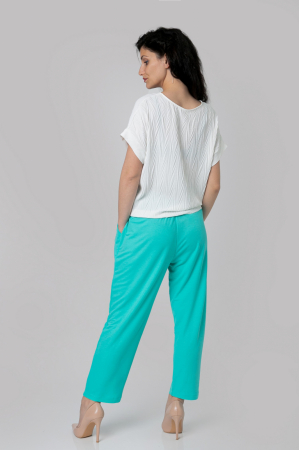 Pantaloni turcoaz casual cu buzunare [2]