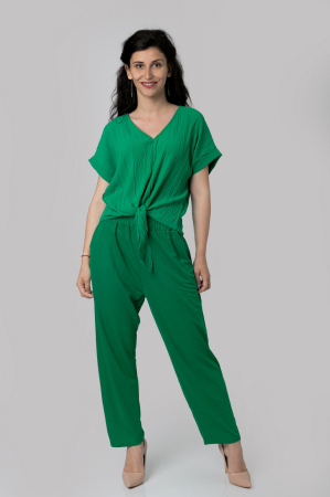 Pantaloni - Pantaloni verde smarald casual cu buzunare