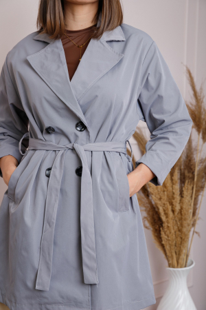 Pardesiu elegant gri cu cordon si nasturi [1]