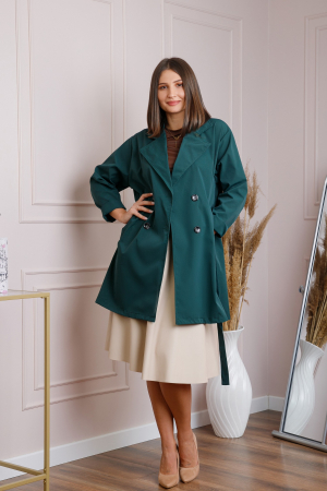 Pardesiu elegant verde cu cordon si nasturi [3]