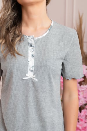 Pijama dama Mary cu imprimeu floral gri [1]