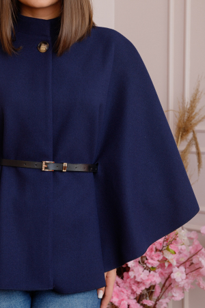 Poncho bleumarin elegant cu curea in talie [1]