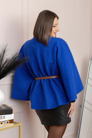 Poncho elegant albastru din stofa cu strasuri [2]