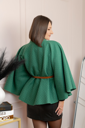 Poncho elegant verde din stofa cu strasuri [2]
