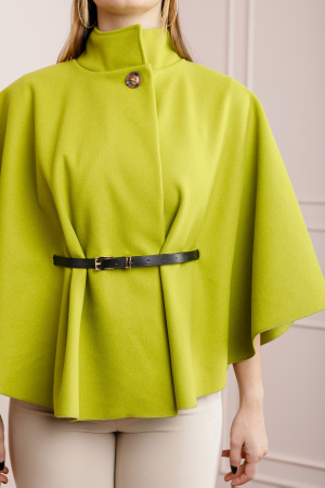 Poncho verde fistic elegant cu curea in talie [1]